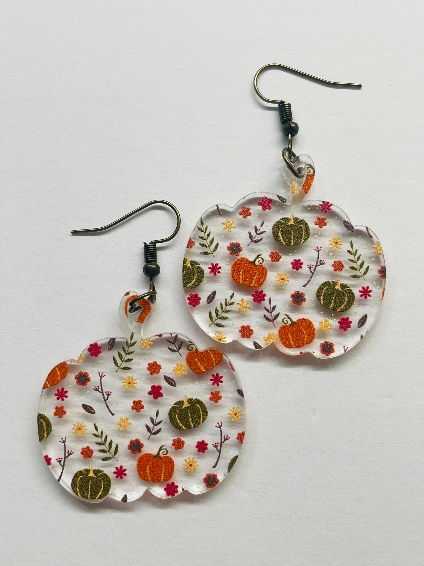 Acrylic Floral Pumpkins Earrings