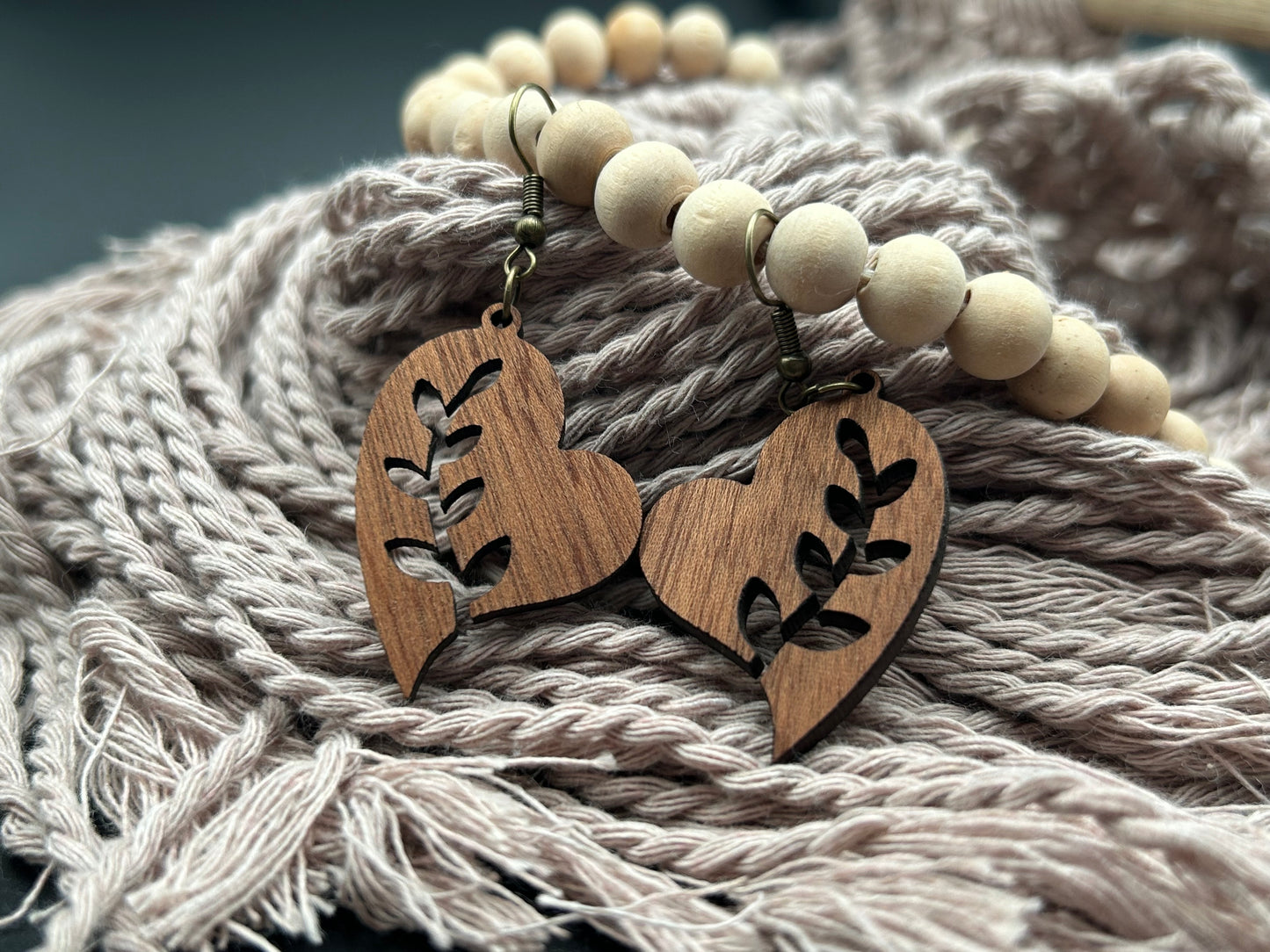 Heart Shaped Sapele Dangle