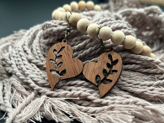 Heart Shaped Sapele Dangle