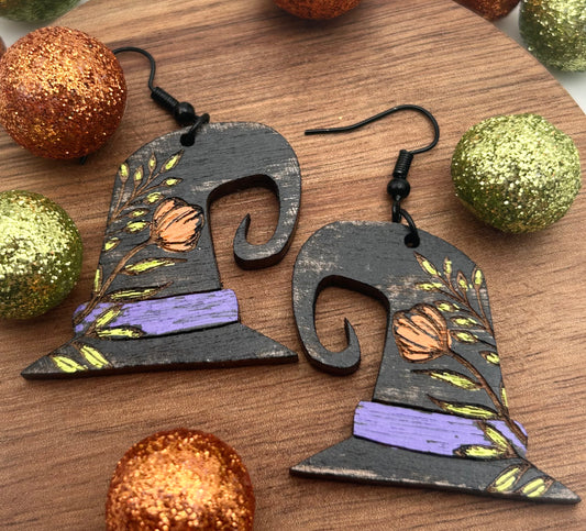 Witch Hat - Hand Painted Earrings