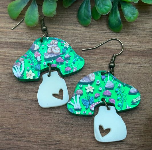 Acrylic Two-Piece Mushroom Earrings